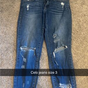 Cello Distressed Ankle Jeans in Dark Blue
